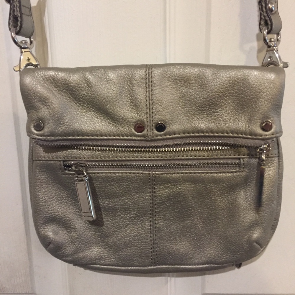 Tignanello Metallic Silver Crossbody Purse